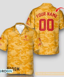 Personalized Fireball Whiskey Yellow Camouflage Hawaiian Shirt