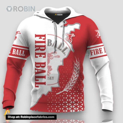 Personalized Fireball Whisky White And Red Cracking 3D Print Hoodie and Zip up