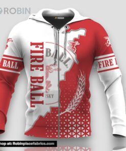 Personalized Fireball Whisky White And Red Cracking 3D Print Hoodie and Zip up