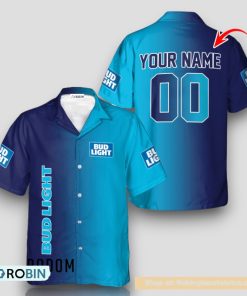 Personalized Gradient Bud Light Hawaiian Shirt Personalized Gradient Bud Light Hawaiian Shirt