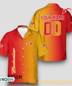 Personalized Gradient Budweiser Beer Hawaiian Shirt