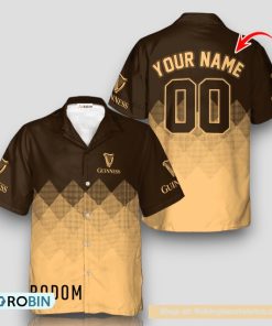 Personalized Guinness Beer Beige And Brown Halftone Hawaiian Shirt