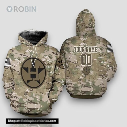 Personalized Houston Astros Camouflageuflage Veteran 3D Hoodie