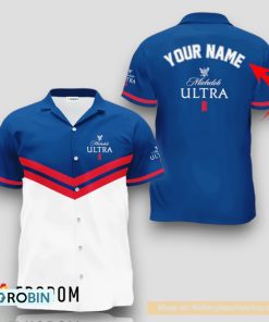 Personalized Michelob ULTRA Blue Tennis Hawaiian Shirt Personalized Michelob ULTRA Blue Tennis Hawaiian Shirt