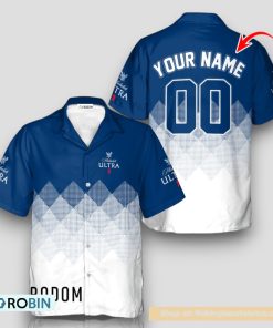 Personalized Michelob ULTRA White And Blue Halftone Hawaiian Shirt Personalized Michelob ULTRA White And Blue Halftone Hawaiian Shirt