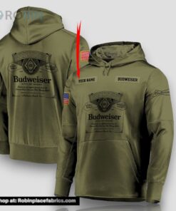 Personalized Military Green Budweiser Hoodie & Zip Hoodie