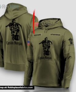 Personalized Military Green Captain Morgan Hoodie & Zip Hoodie