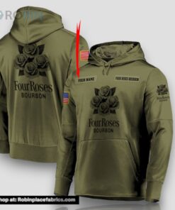 Personalized Military Green Four Roses Whiskey Hoodie & Zip Hoodie