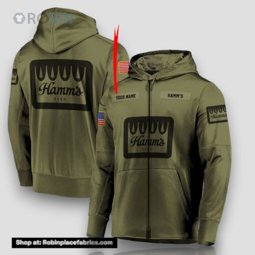 Personalized Military Green Hamm’s Beer 3D Print Hoodie and Zip up