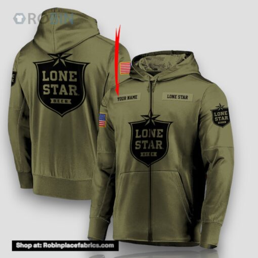 Personalized Military Green Lone Star Beer Hoodie & Zip Hoodie