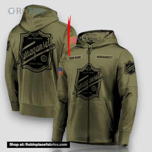 Personalized Military Green Narragansett Beer 3D Print Hoodie and Zip up