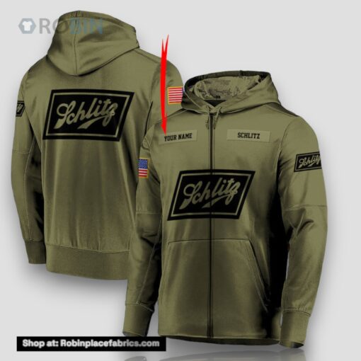 Personalized Military Green Schlitz Beer 3D Print Hoodie and Zip up