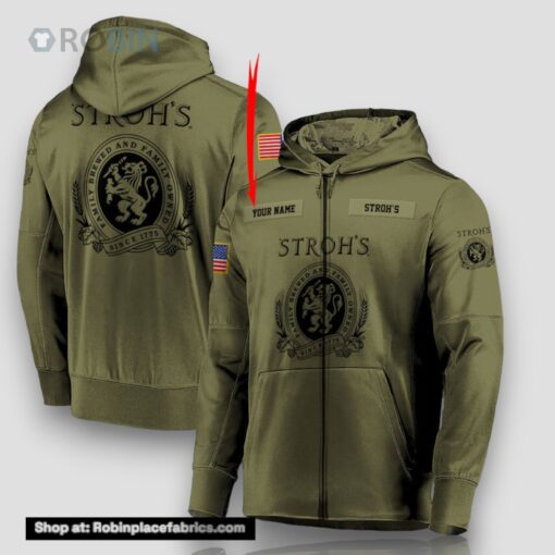 Personalized Military Green Stroh’s Beer 3D Print Hoodie and Zip up