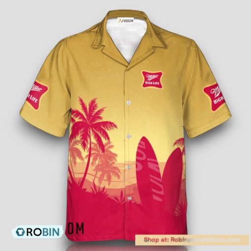 Personalized Miller High Life Palm Tree Surfboard Hawaiian Shirt