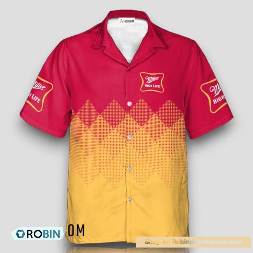 Personalized Miller High Life Yellow And Pink Halftone Hawaiian Shirt