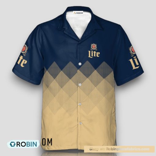 Personalized Miller Lite Beige And Blue Halftone Hawaiian Shirt