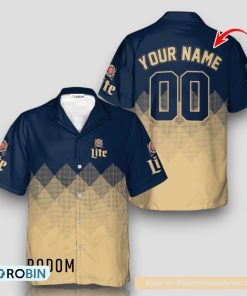 Personalized Miller Lite Beige And Blue Halftone Hawaiian Shirt