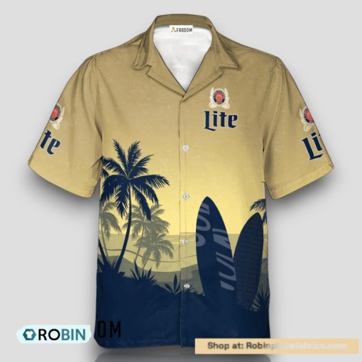 Personalized Miller Lite Palm Tree Surfboard Hawaiian Shirt
