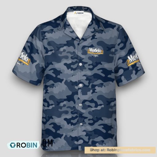 Personalized Modelo Negra Blue Camouflage Hawaiian Shirt