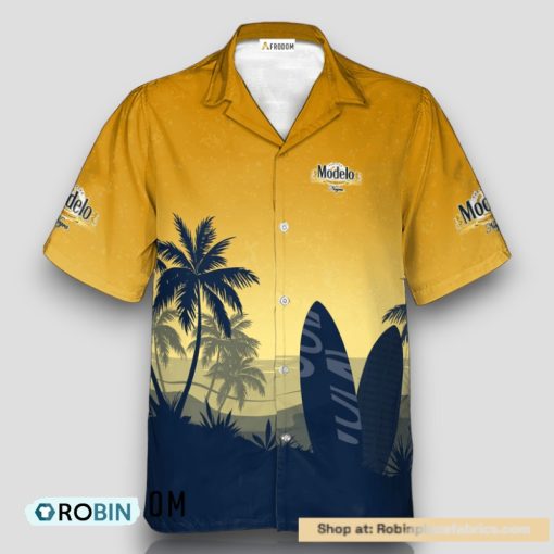 Personalized Modelo Negra Palm Tree Surfboard Hawaiian Shirt