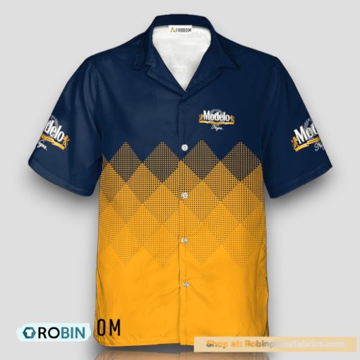 Personalized Modelo Negra Yellow And Blue Halftone Hawaiian Shirt