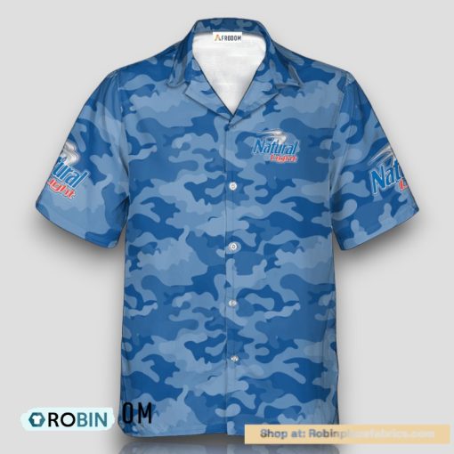 Personalized Natural Light Blue Camouflage Hawaiian Shirt