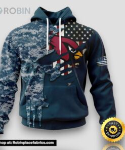 Personalized NFL Arizona Cardinals Hoodie Special Navy Camouflage Veteran Design 3D Hoodie Unisex Hoodie