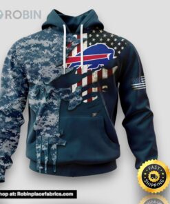 Personalized NFL Buffalo Bills Hoodie Special Navy Camouflage Veteran Design 3D Hoodie Unisex Hoodie