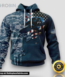 Personalized NFL Carolina Panthers Hoodie Special Navy Camouflage Veteran Design 3D Hoodie Unisex Hoodie