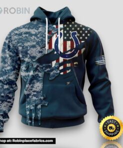 Personalized NFL Indianapolis Colts Hoodie Special Navy Camouflage Veteran Design 3D Hoodie Unisex Hoodie