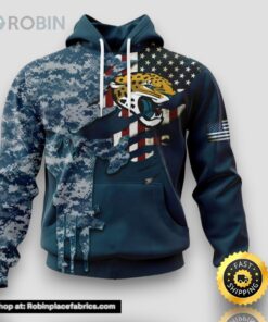 Personalized NFL Jacksonville Jaguars Hoodie Special Navy Camouflage Veteran Design 3D Hoodie Unisex Hoodie