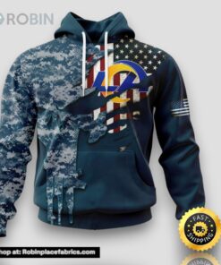 Personalized NFL Los Angeles Rams Hoodie Special Navy Camouflage Veteran Design 3D Hoodie Unisex Hoodie