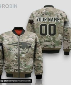 Personalized NFL New England Patriots Bomber Jacket Camouflageuflage Veteran