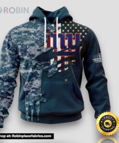 Personalized NFL New York Giants Hoodie Special Navy Camouflage Veteran Design 3D Hoodie Unisex Hoodie