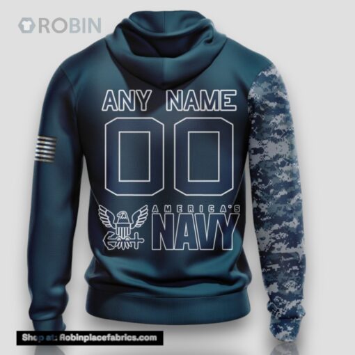 Personalized NFL Pittsburgh Steelers Hoodie Special Navy Camouflage Veteran Design 3D Hoodie Unisex Hoodie