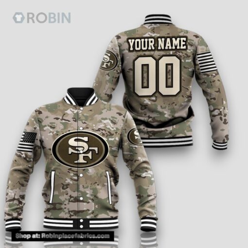 Personalized NFL San Francisco 49ers Baseball Jacket Camouflageuflage Veteran For Fans