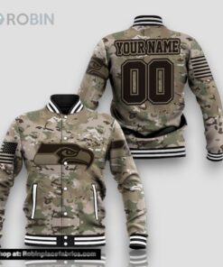 Personalized NFL Seattle Seahawks Baseball Jacket Camouflageuflage Veteran