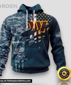 Personalized NFL Washington Commanders Hoodie Special Navy Camouflage Veteran Design 3D Hoodie Unisex Hoodie