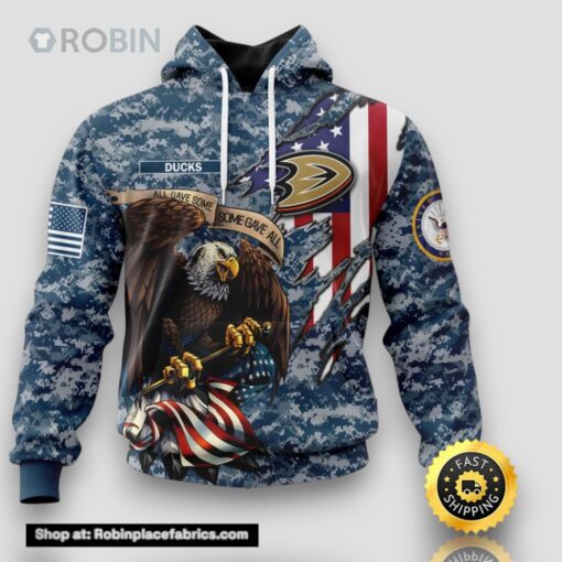 Personalized NHL Anaheim Ducks Honor US Navy Veterans All Over Print 3D Hoodie Gift For Veterans Day