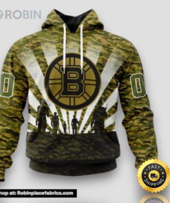 Personalized NHL Boston Bruins All Over Print 3D Hoodie Military Camouflage Kits For Veterans Day And Rememberance Day