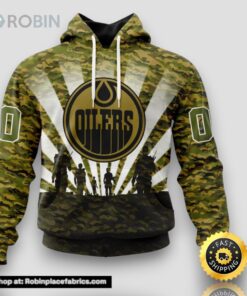 Personalized NHL Edmonton Oilers All Over Print 3D Hoodie Military Camouflage Kits For Veterans Day And Rememberance Day