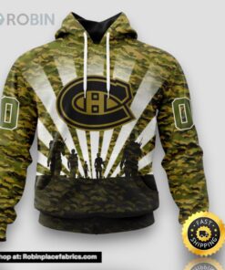 Personalized NHL Montreal Canadiens All Over Print 3D Hoodie Military Camouflage Kits For Veterans Day And Rememberance Day