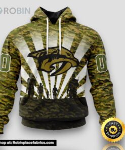 Personalized NHL Nashville Predators All Over Print 3D Hoodie Military Camouflage Kits For Veterans Day And Rememberance Day