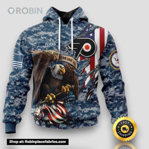 Personalized NHL Philadelphia Flyers Honor US Navy Veterans All Over Print 3D Hoodie Gift For Veterans Day