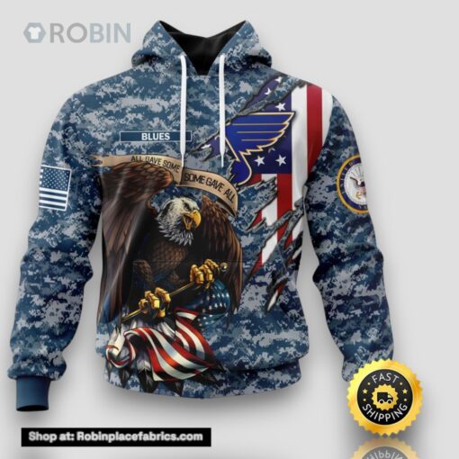 Personalized NHL St Louis Blues Honor US Navy Veterans All Over Print 3D Hoodie Gift For Veterans Day