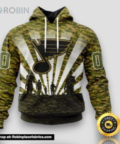 Personalized NHL St. Louis Blues All Over Print 3D Hoodie Military Camouflage Kits For Veterans Day And Rememberance Day