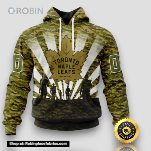 Personalized NHL Toronto Maple Leafs All Over Print 3D Hoodie Military Camouflage Kits For Veterans Day And Rememberance Day