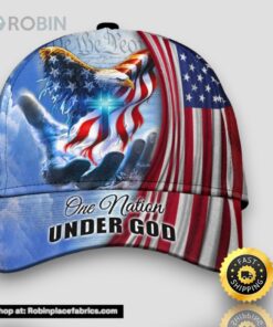 Personalized One Nation Under God Jesus And Eagle All Over Print Baseball Cap A Great Gift For Veterans Day