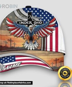 Personalized One Nation Under God Jesus And Eagle White All Over Print Baseball Cap A Great Gift For Veterans Day