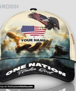 Personalized One Nation Under God The Hand Of God All Over Print Baseball Cap A Great Gift For Veterans Day